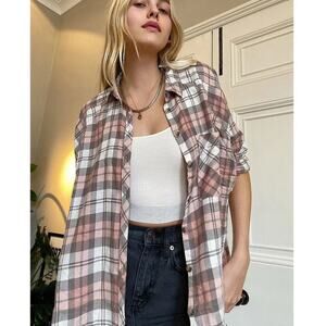 Urban Outfitters Oversized Plaid Flannel Button Down Blouse